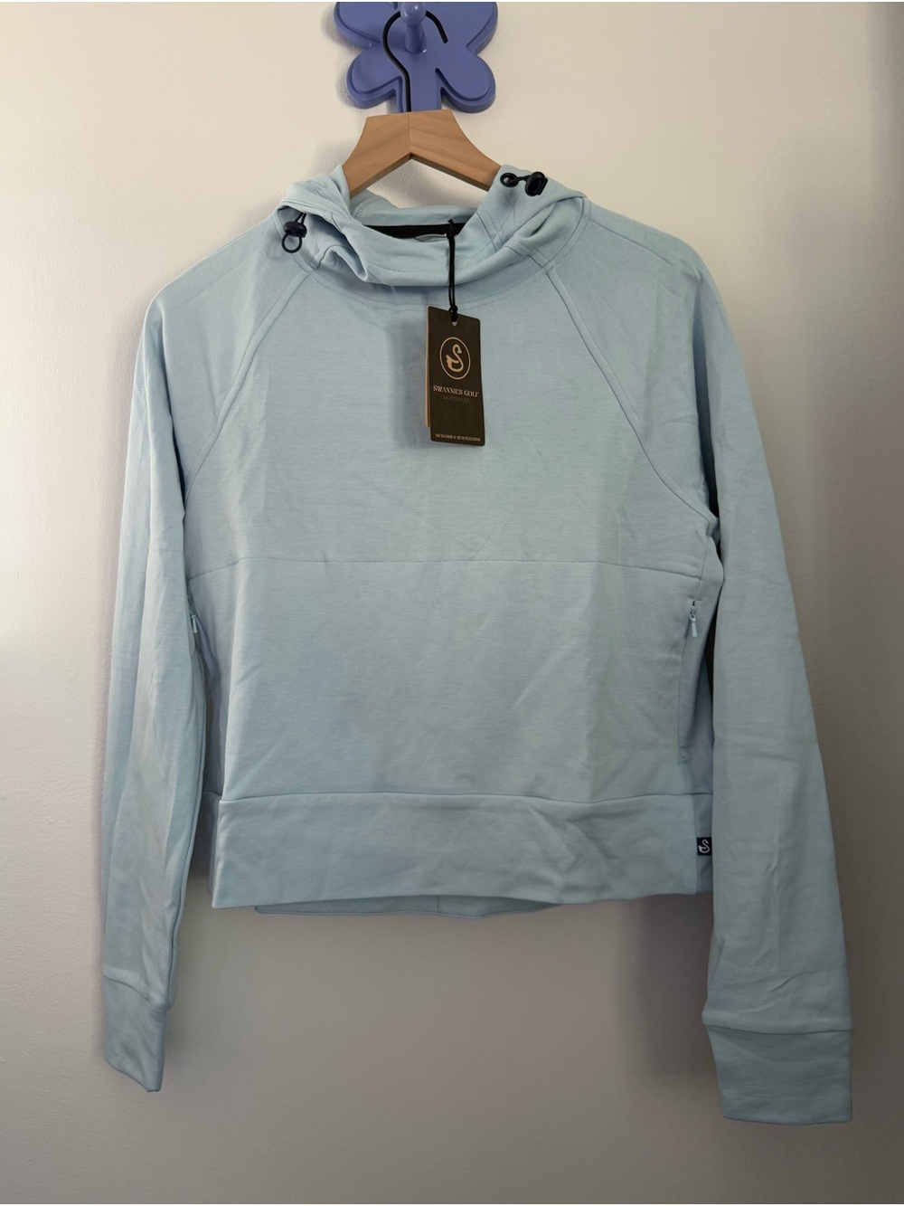 Swannies Medium NEW Emma Hoodie Sky Baby Blue Drawcord Athletic Golf Pastel